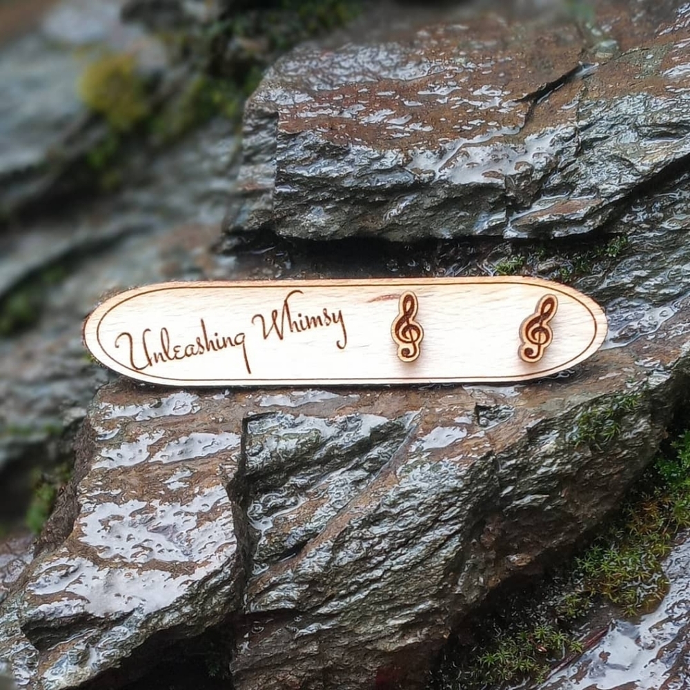 Wooden Treble Clef Earrings ~ Music Earrings